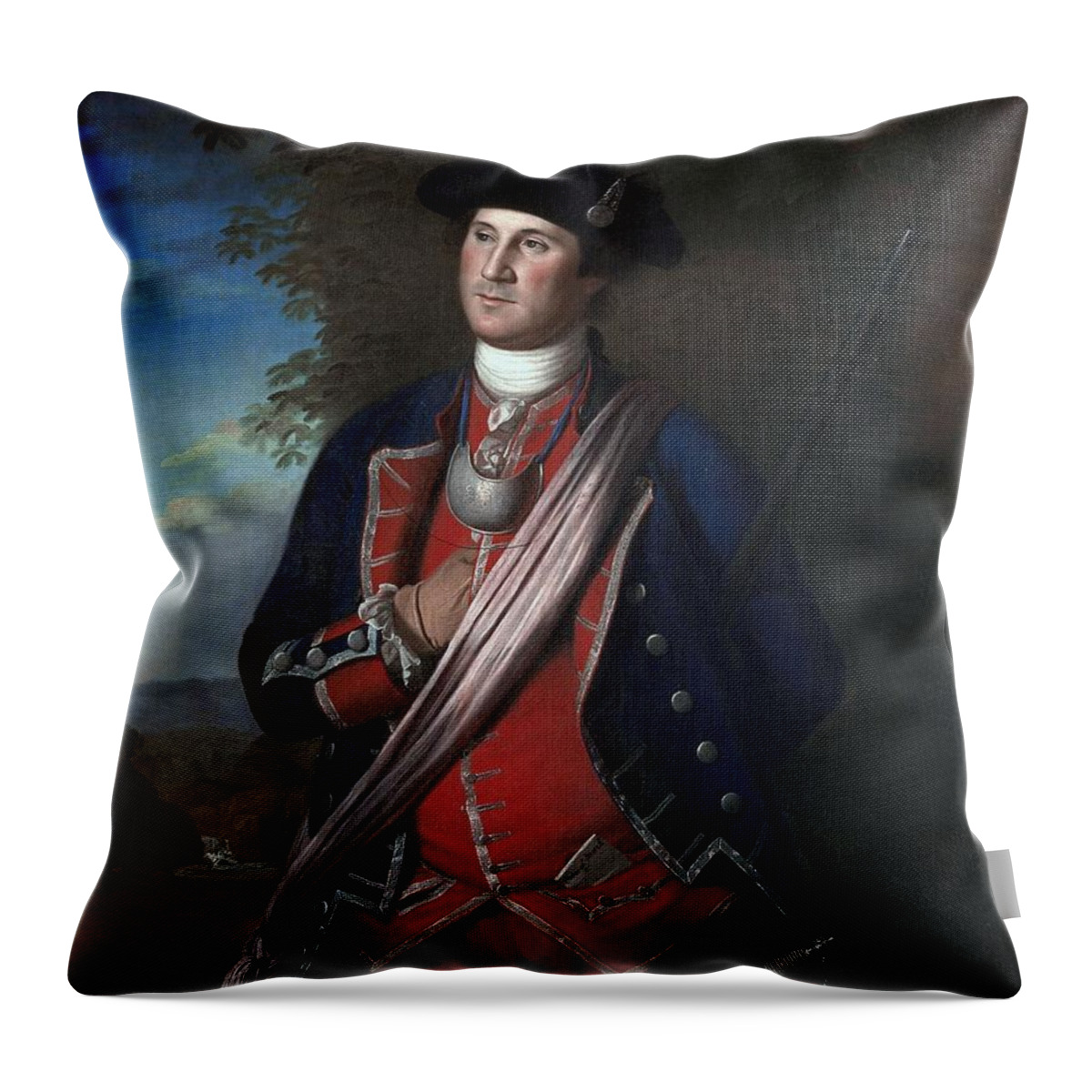  Throw Pillow featuring the painting Portrait of George Washington #1 by Charles Willson Peale