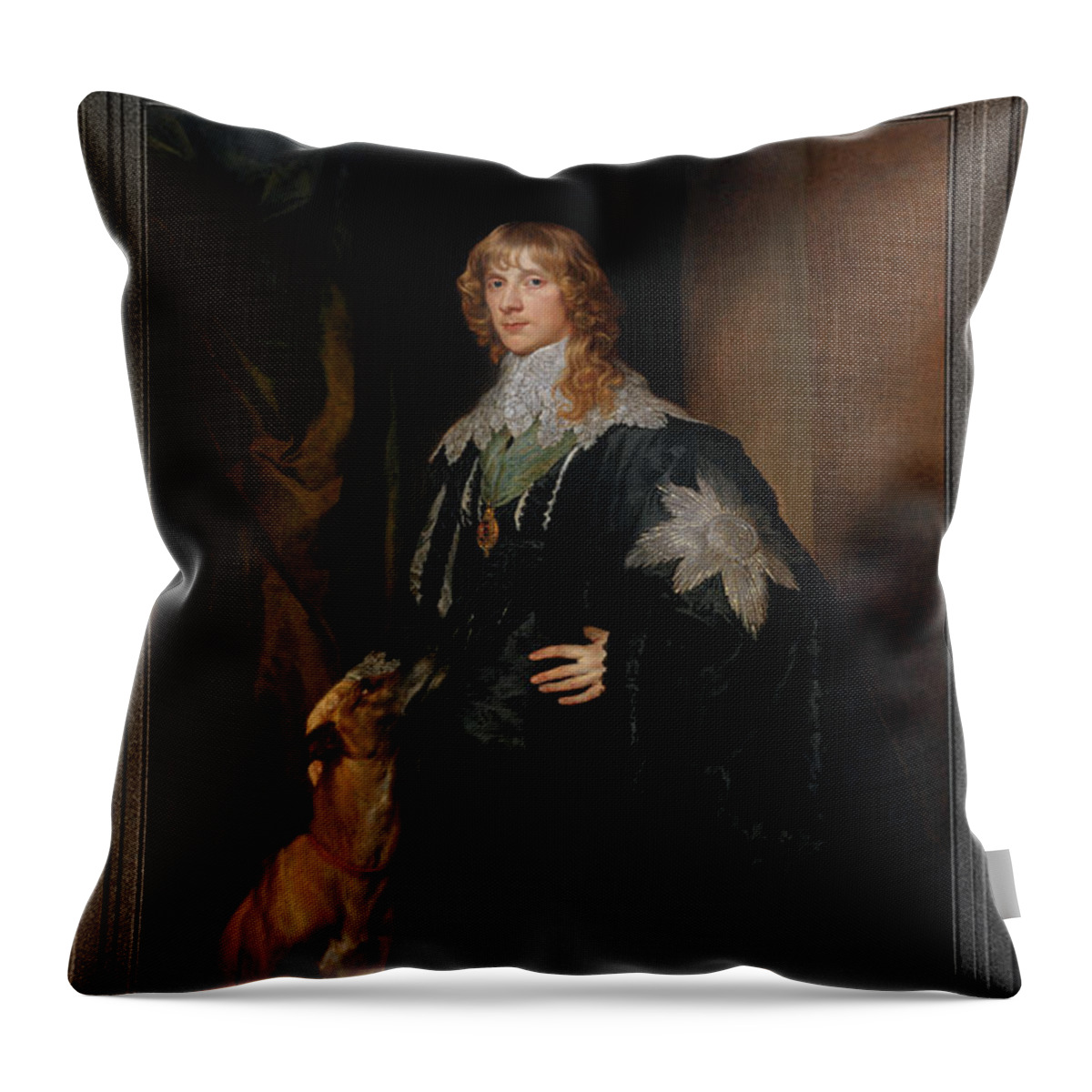 Portrait Of James Stuart Throw Pillow featuring the painting Portrait of James Stuart Duke of Richmond and Lenox by Anthony van Dyck by Rolando Burbon
