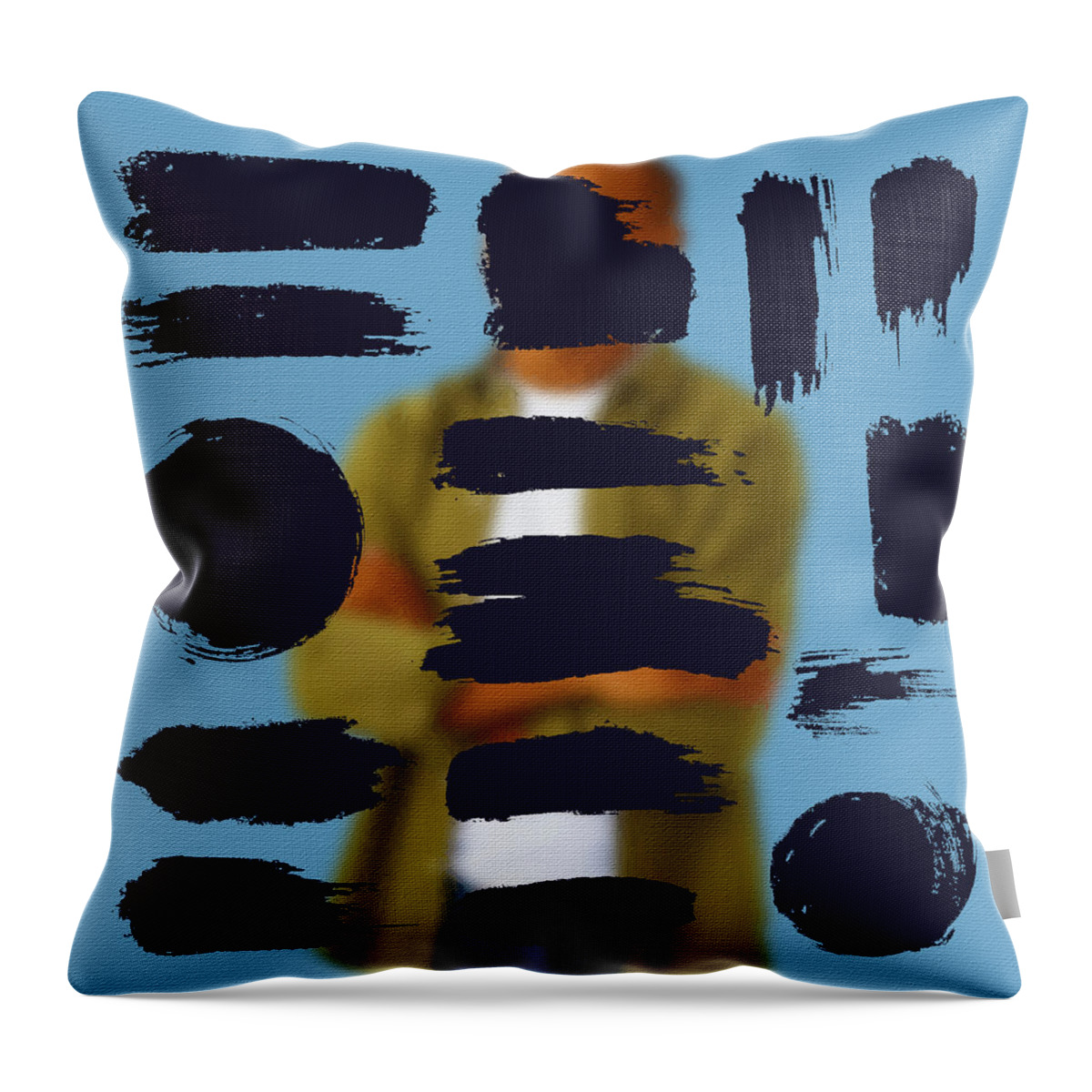 Man Throw Pillow featuring the painting Portrait of smart, professional african-american man, standing w by Tony Rubino