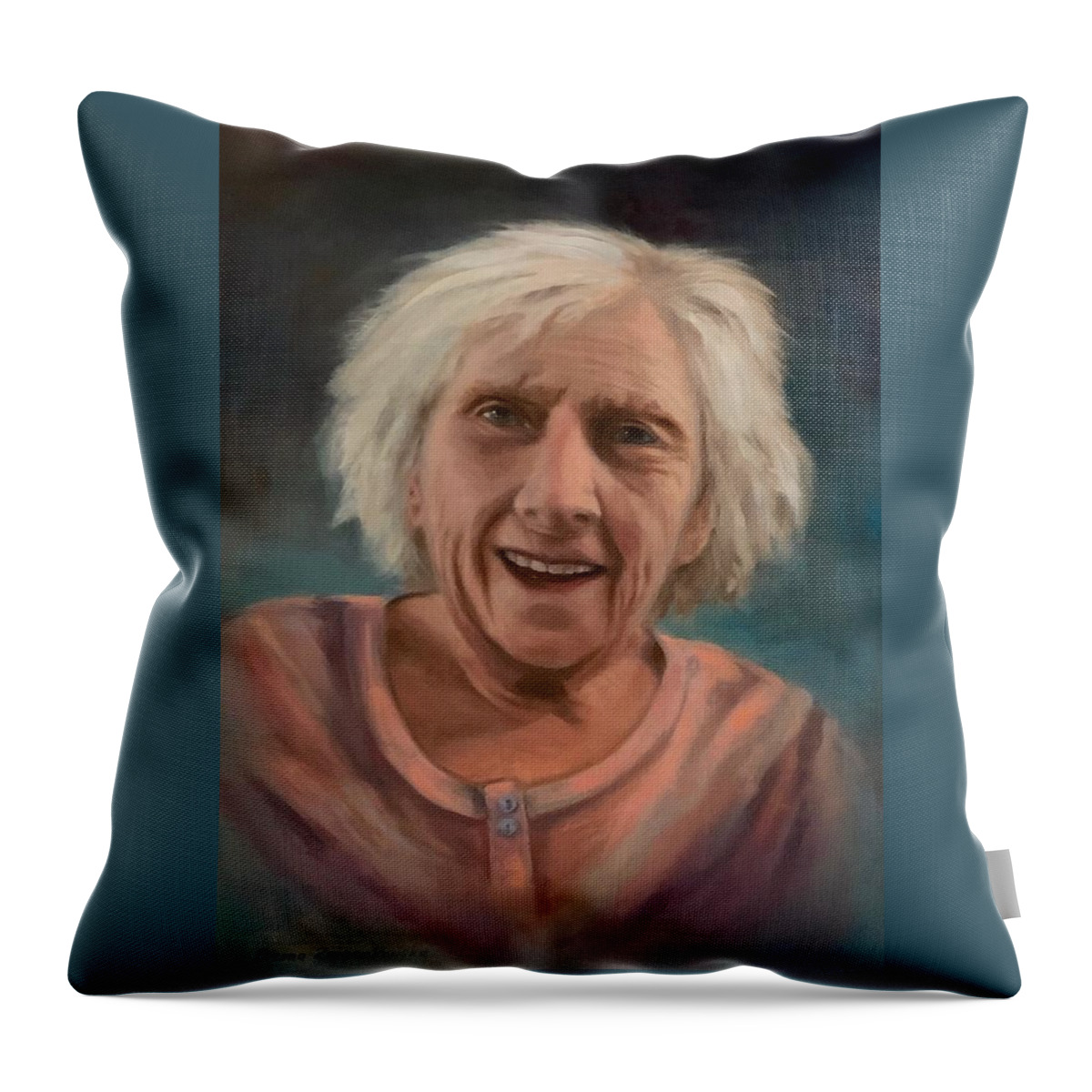 Portrait Throw Pillow featuring the painting Portrait of Verna by Bozena Zajaczkowska