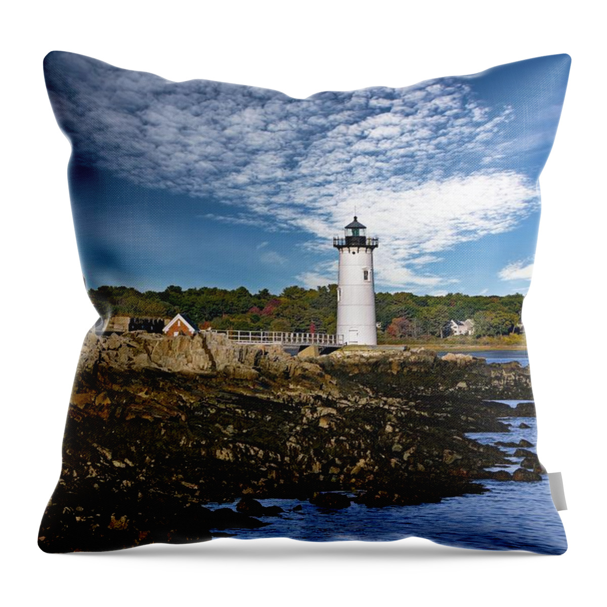 Lighthouse Throw Pillow featuring the photograph Portsmouth Harbor Lighthouse by Carolyn Mickulas
