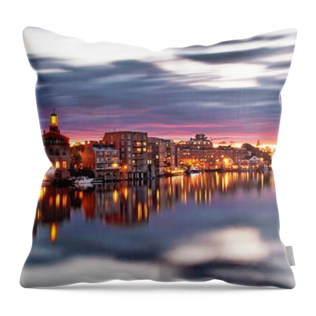 Portsmouth Throw Pillow featuring the photograph Portsmouth Waterfront Panorama by Eric Gendron