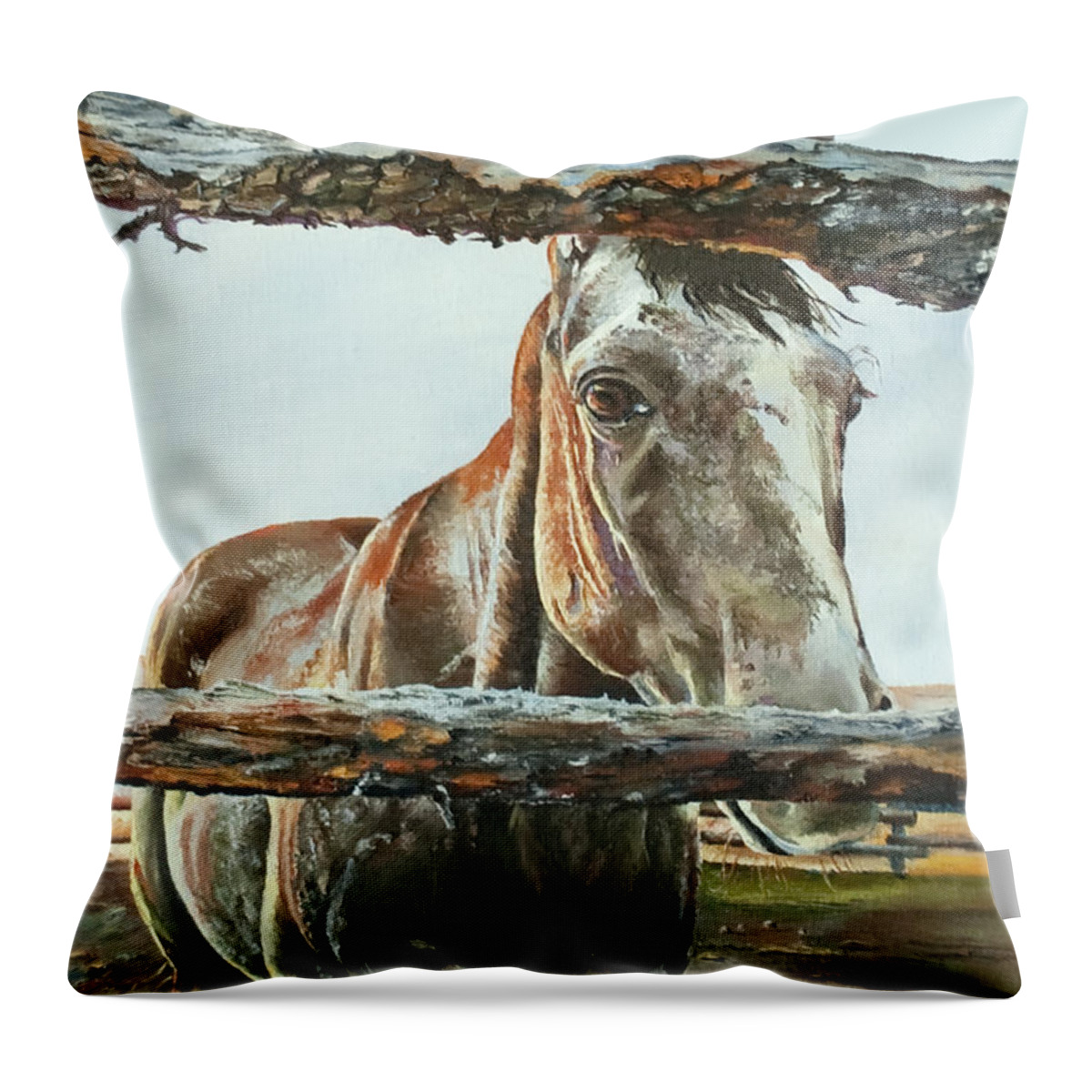 Wildlife Throw Pillow featuring the painting Powder River Elder by Terry R MacDonald