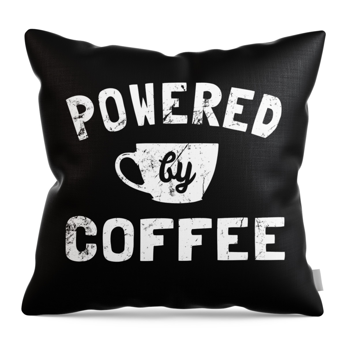 Cool Throw Pillow featuring the digital art Powered by Coffee Funny by Flippin Sweet Gear