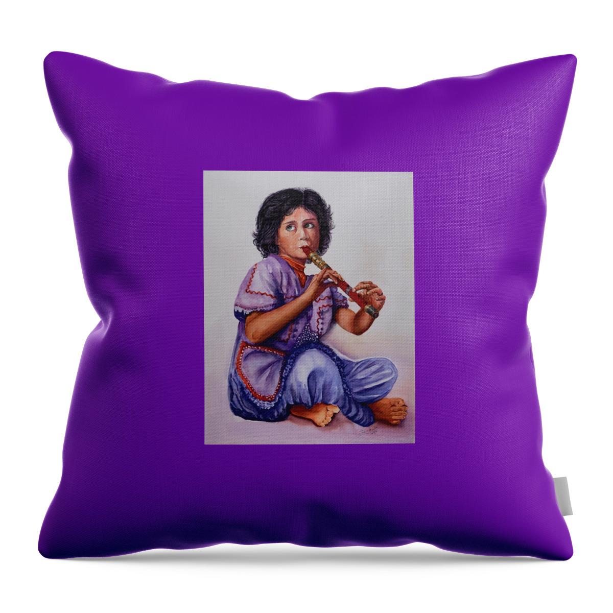 Art - Watercolor Throw Pillow featuring the painting Practice. Watercolor Art by Sher Nasser