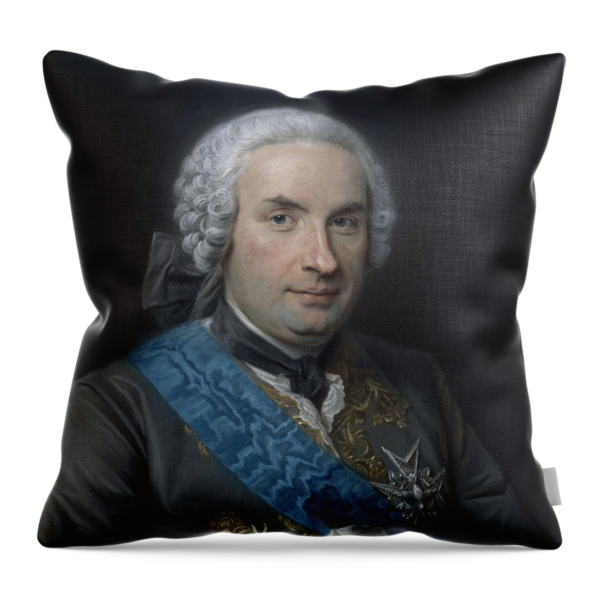 18th Century Painters Throw Pillow featuring the pastel Presumed Portrait of Baron Charles-Francois by Maurice Quentin de La Tour