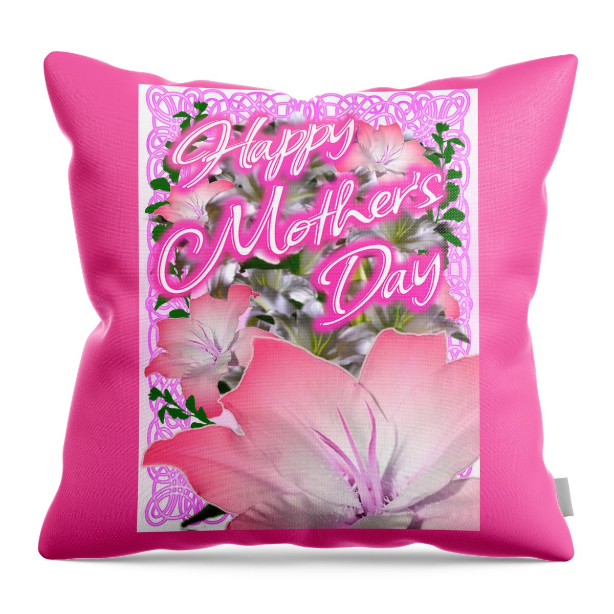 Pretty Throw Pillow featuring the digital art Pretty Pink Mother's Day Cards by Delynn Addams