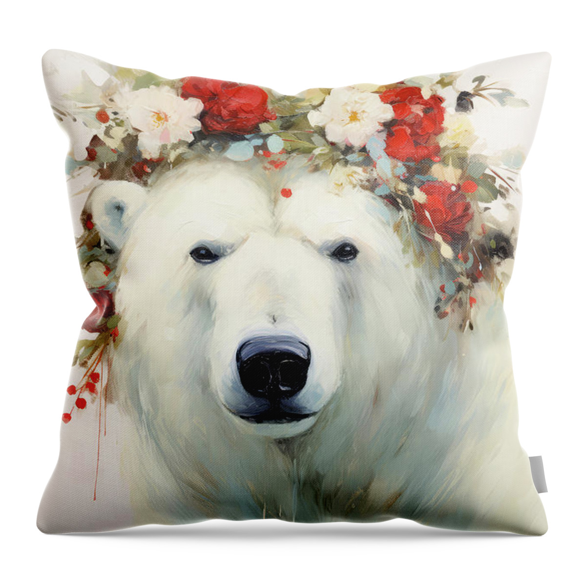 Polar Bear Throw Pillow featuring the painting Pretty Polar Bear by Tina LeCour