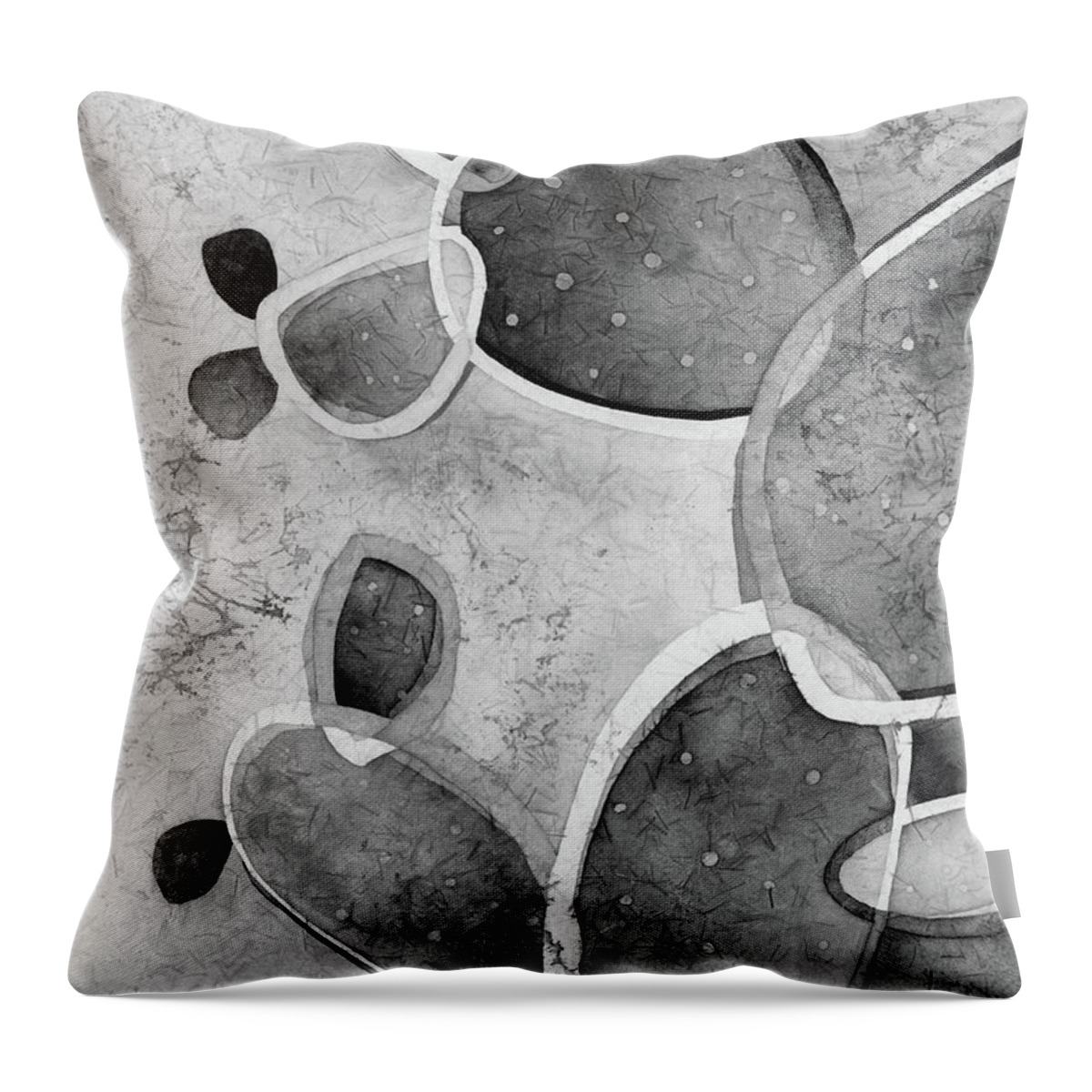 Cactus Throw Pillow featuring the painting Prickly Pizazz 4 in Black and White by Hailey E Herrera