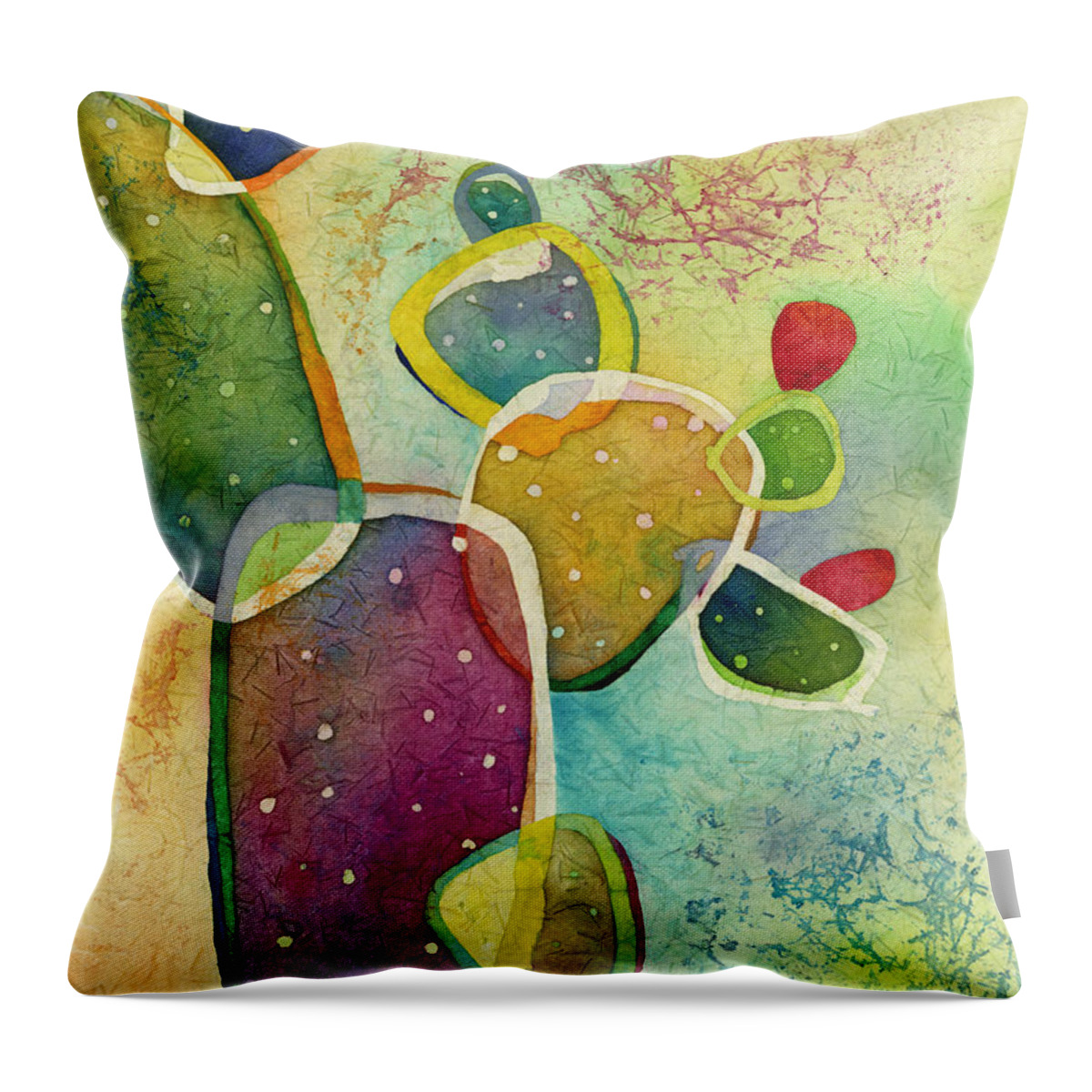 Cactus Throw Pillow featuring the painting Prickly Pizazz 5 by Hailey E Herrera