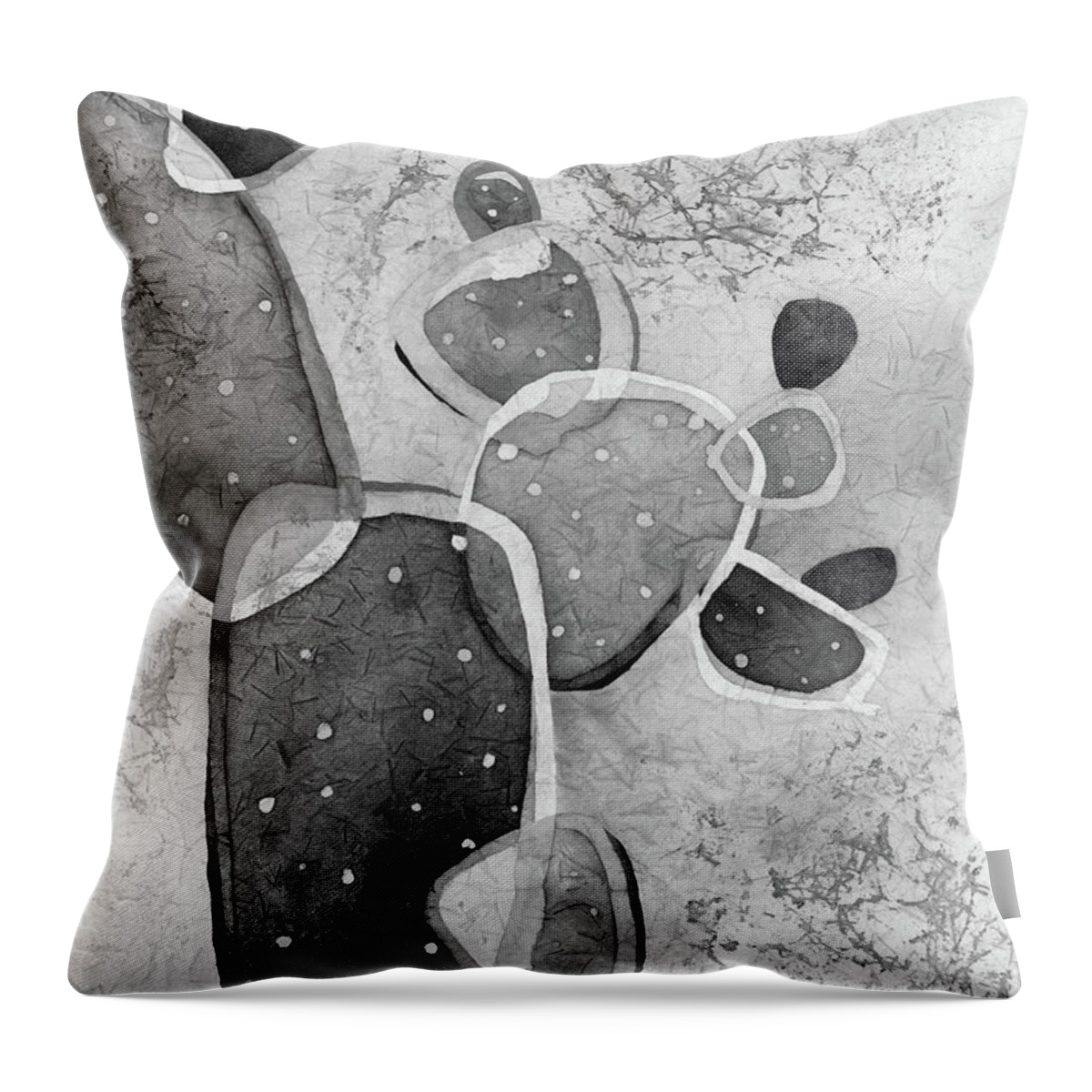 Cactus Throw Pillow featuring the painting Prickly Pizazz 5 in Black and White by Hailey E Herrera