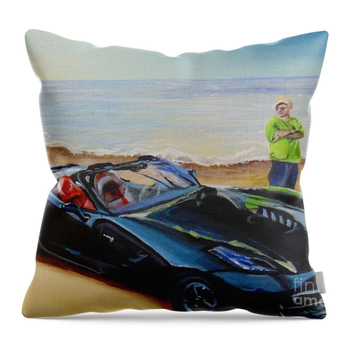 Car Throw Pillow featuring the painting Pride and Joy by Saundra Johnson
