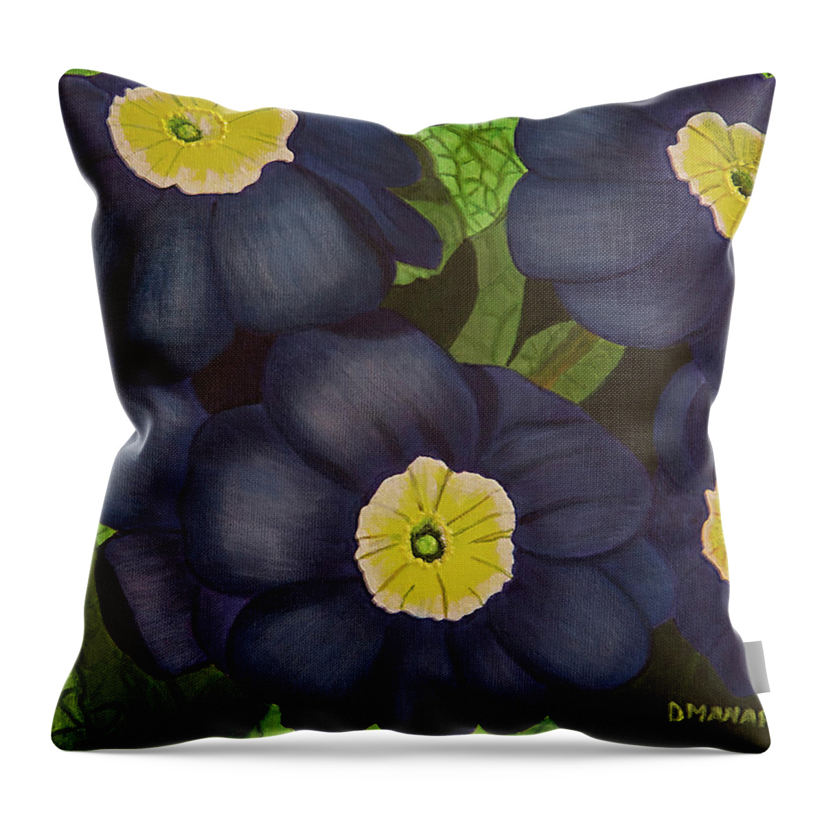 Floral Throw Pillow featuring the painting Prim 'n Proper by Donna Manaraze