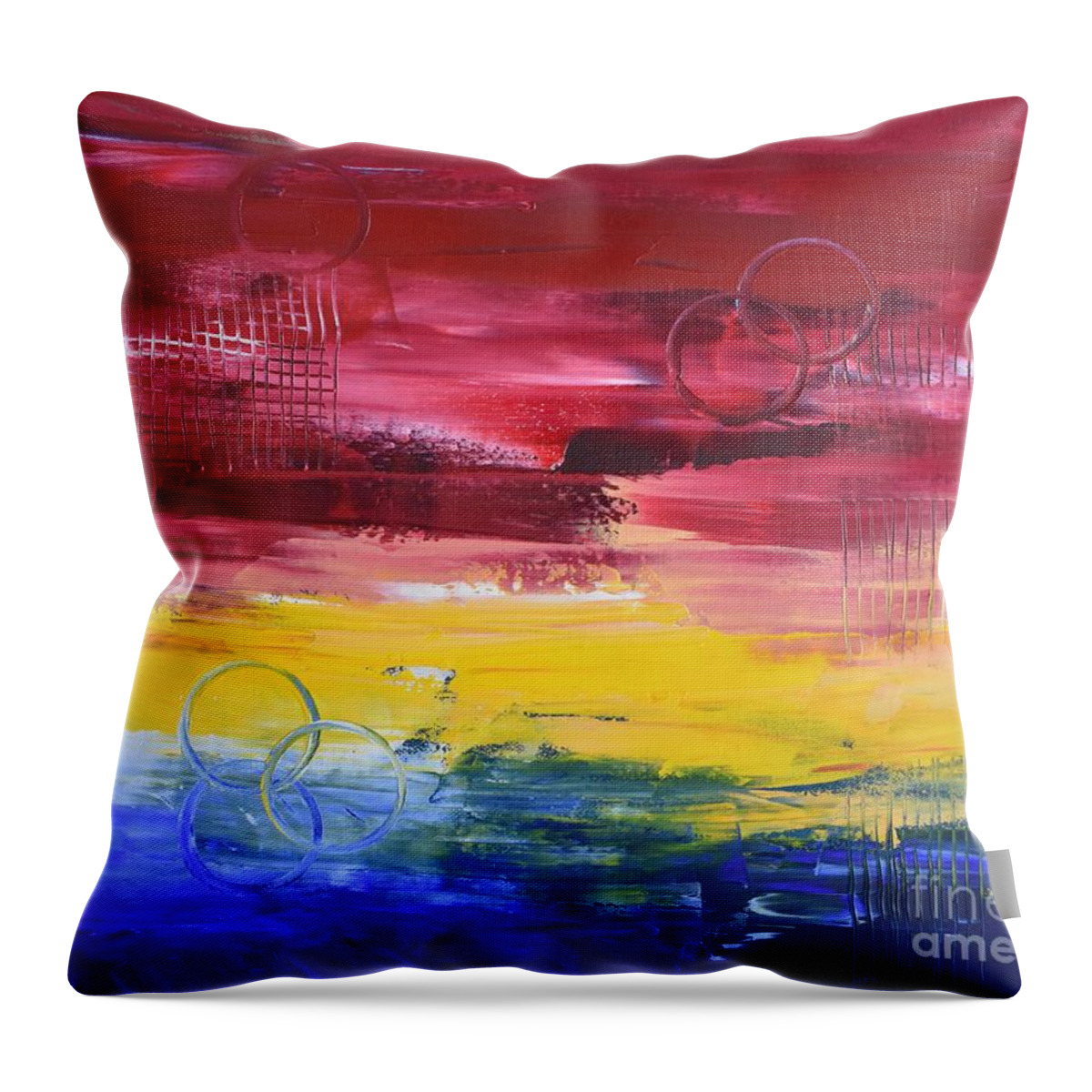 Abstract Throw Pillow featuring the painting Primary Love by Monika Shepherdson