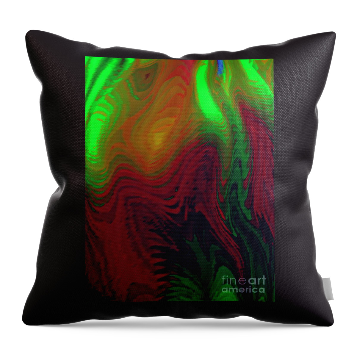 Primitive Glow Whimsical Throw Pillow featuring the digital art Primitive Escape by Glenn Hernandez