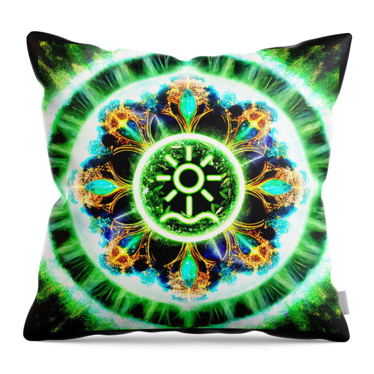 Sigil Throw Pillow featuring the digital art Primordial element of Earth by Shawn Dall