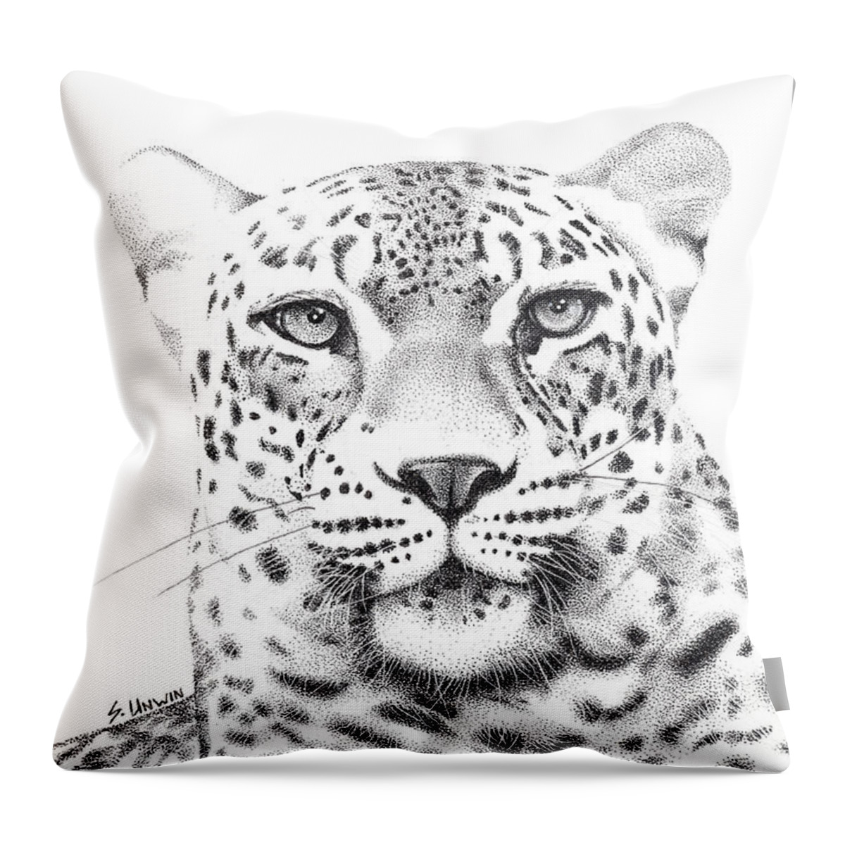 Pen And Ink Throw Pillow featuring the drawing Prince of the Serengeti by Sheryl Unwin