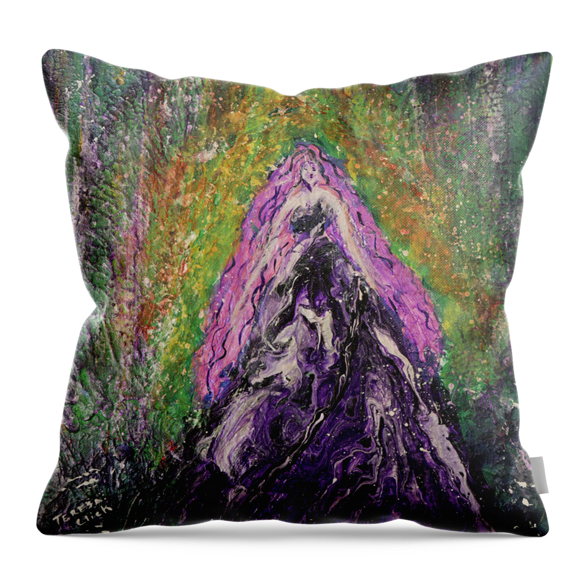 Princess In The Forest Throw Pillow featuring the painting Princess in the Forest by Tessa Evette