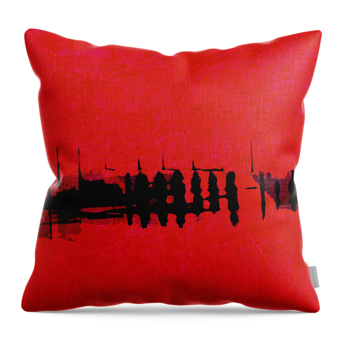 Abstract Throw Pillow featuring the digital art Promenade in Red by Ken Walker