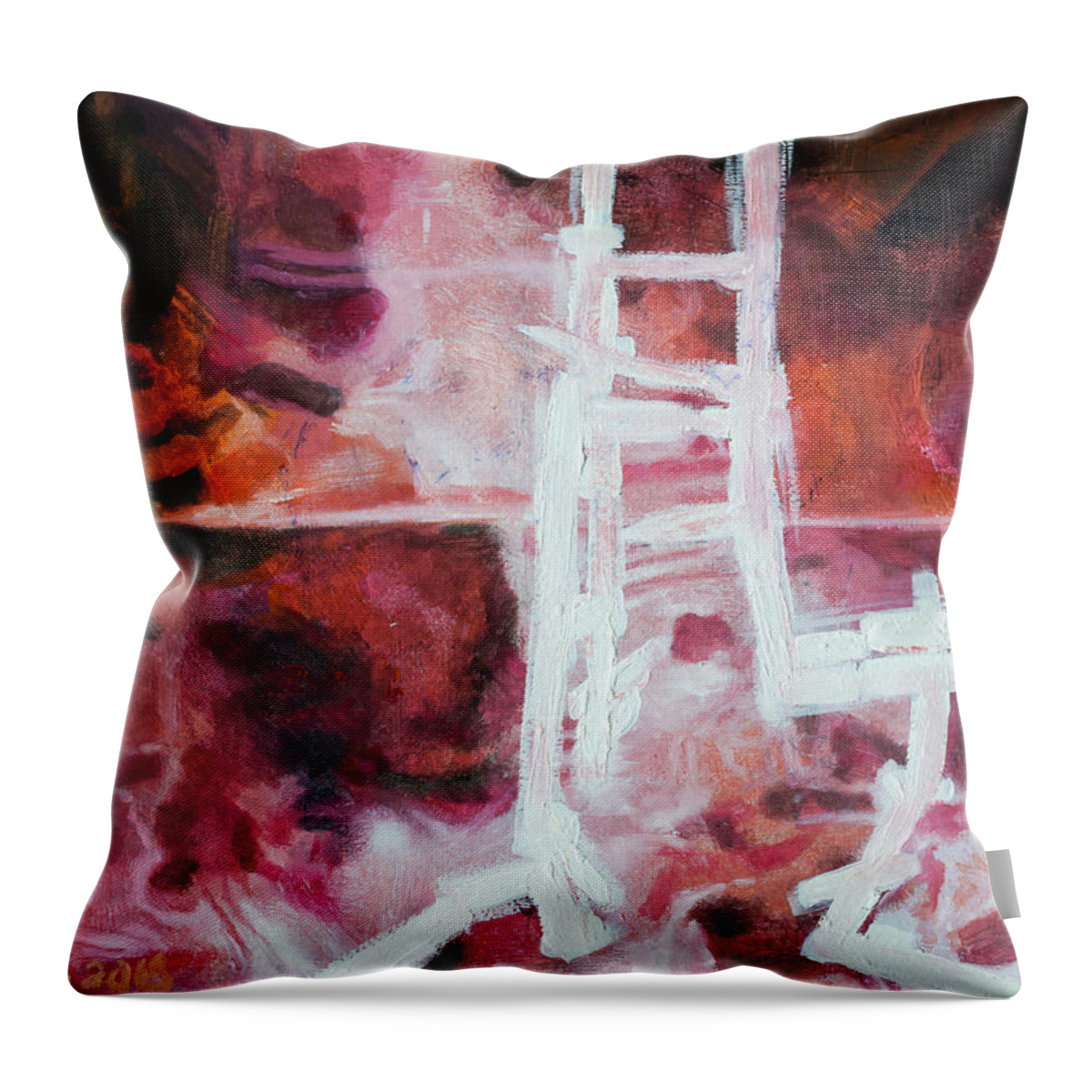 #artwork Throw Pillow featuring the painting Prosthesis and Spine, Study 15 by Veronica Huacuja