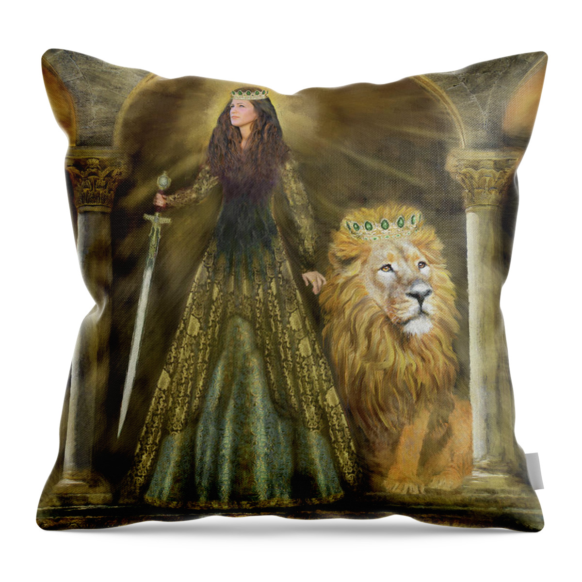 Woman Throw Pillow featuring the digital art Protector and Healer by Constance Woods