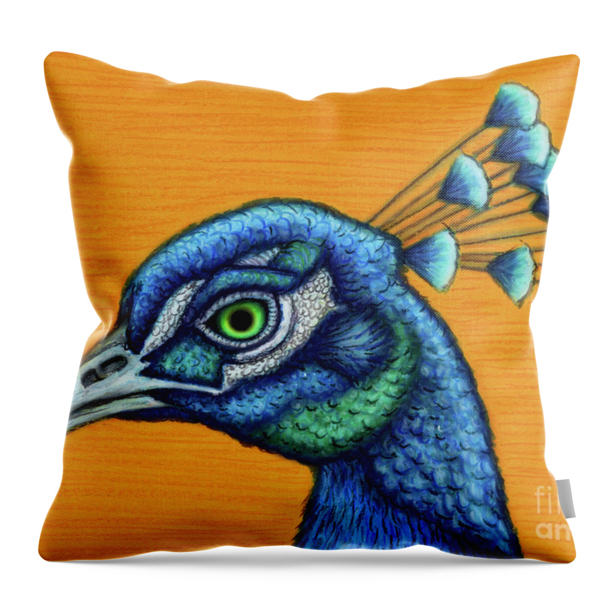 Peacock Throw Pillow featuring the painting Proud Blue Peacock by Amy E Fraser