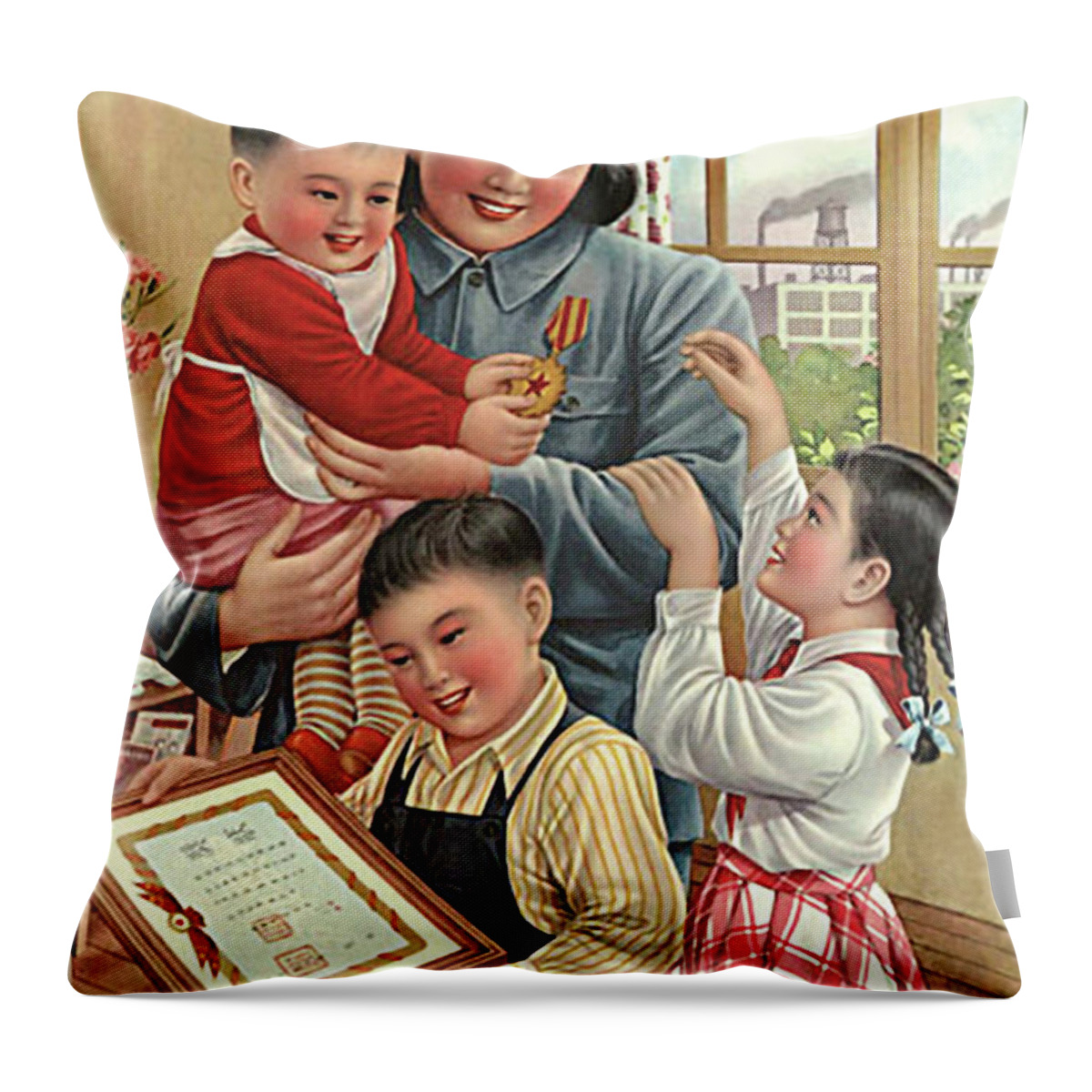 China Throw Pillow featuring the digital art Proud Chinese Moher by Long Shot