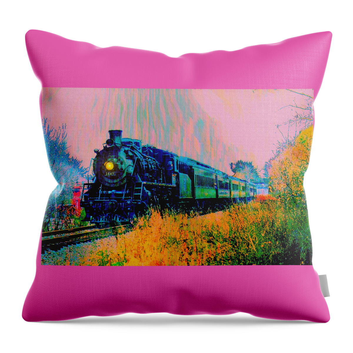 Providence & Worcester Railroad Throw Pillow featuring the digital art Providence Worcester Train 1647 by Cliff Wilson