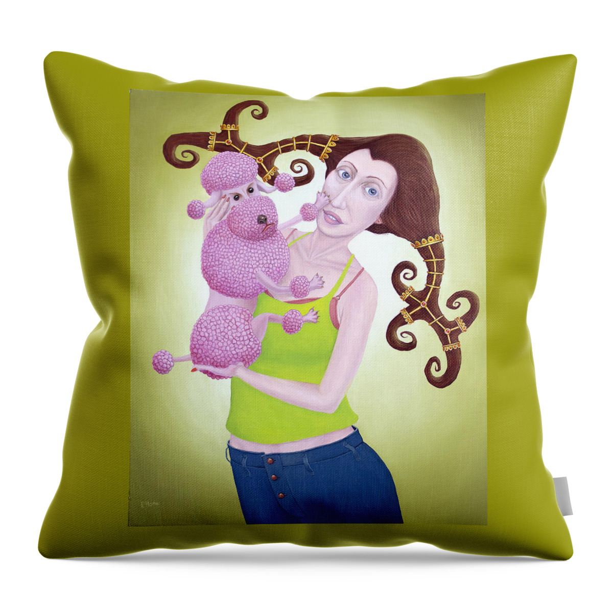 Pru Throw Pillow featuring the painting Pru and Pia by Hone Williams