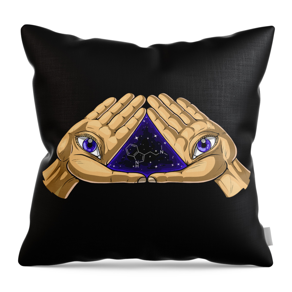 Dmt Throw Pillow featuring the digital art Psychedelic DMT Molecule by Nikolay Todorov