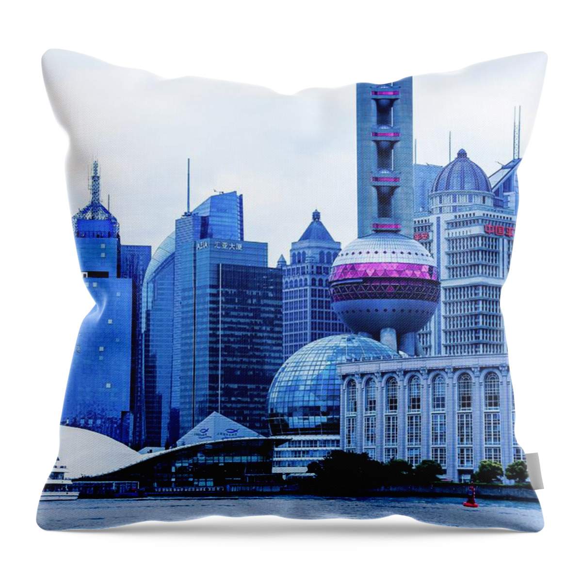 Pudong Throw Pillow featuring the photograph Pudong Shanghai Chinese Restaurant Decoration by Josu Ozkaritz