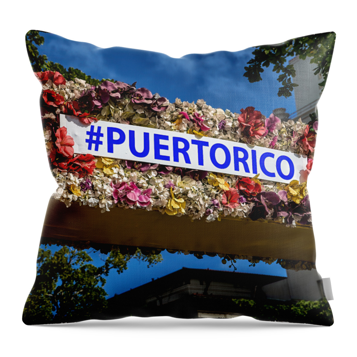 Old San Juan Throw Pillow featuring the photograph PUERTORICO hashtag, San Juan, Puerto Rico. by Phil Cardamone