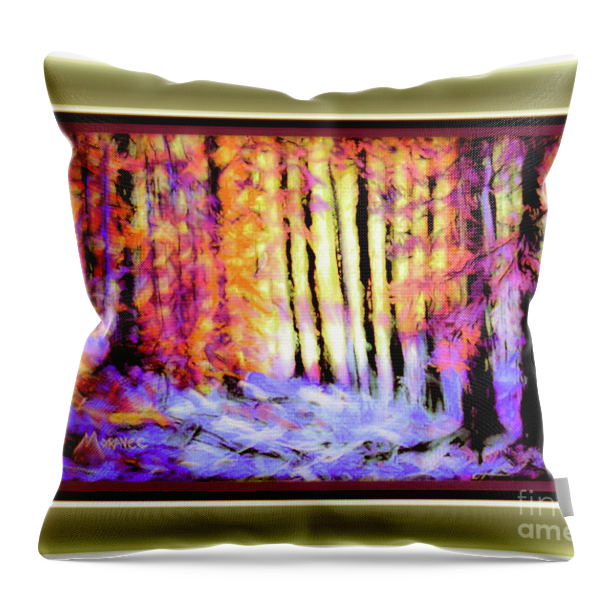  Throw Pillow featuring the pastel Purple and Pine by Shirley Moravec