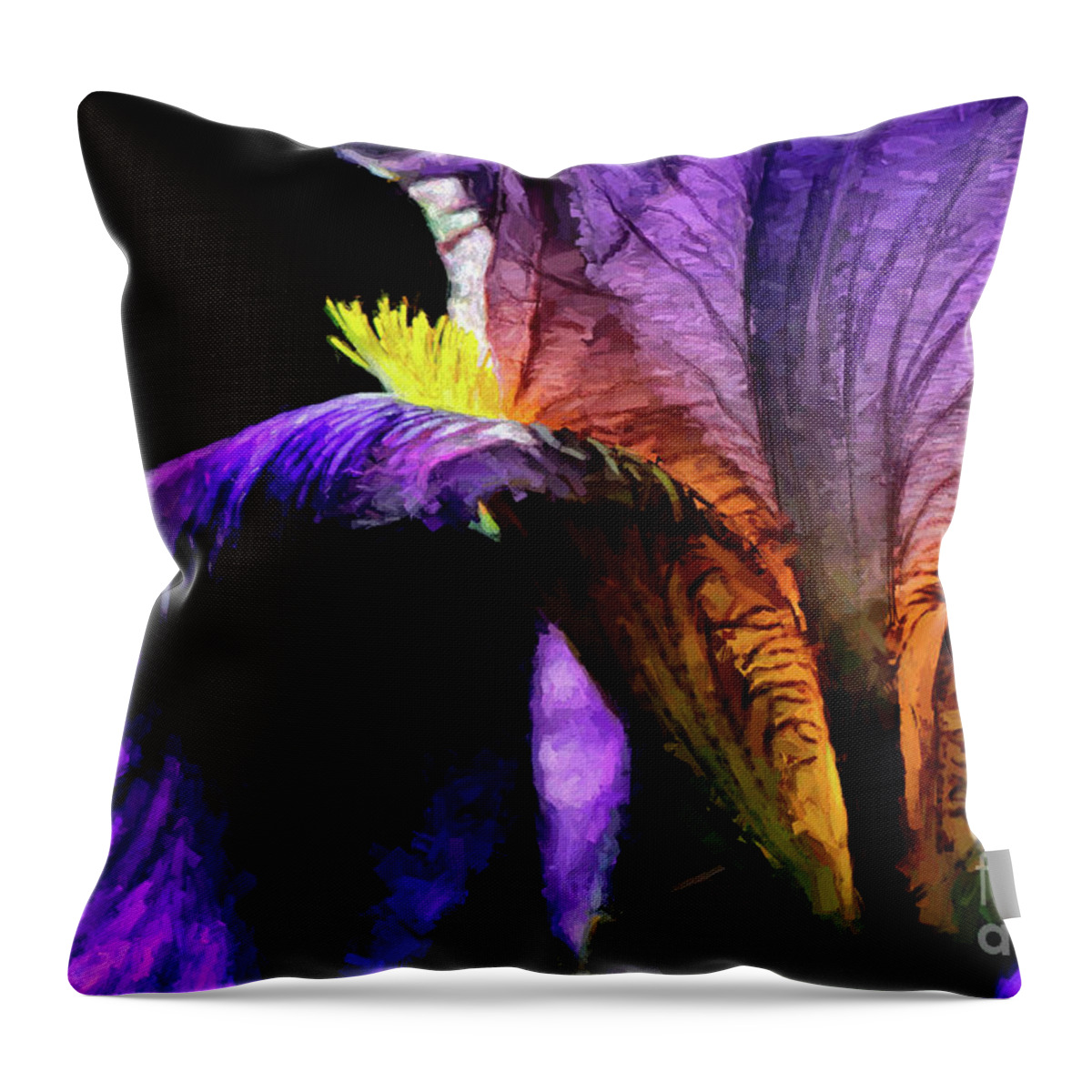 Flower Throw Pillow featuring the digital art Purple Iris by Lois Bryan