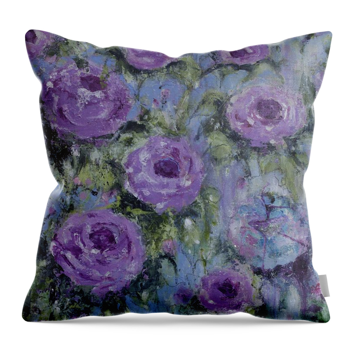 Purple Rose Ballerina Throw Pillow featuring the painting Purple Rose Ballerina by Cherie Salerno