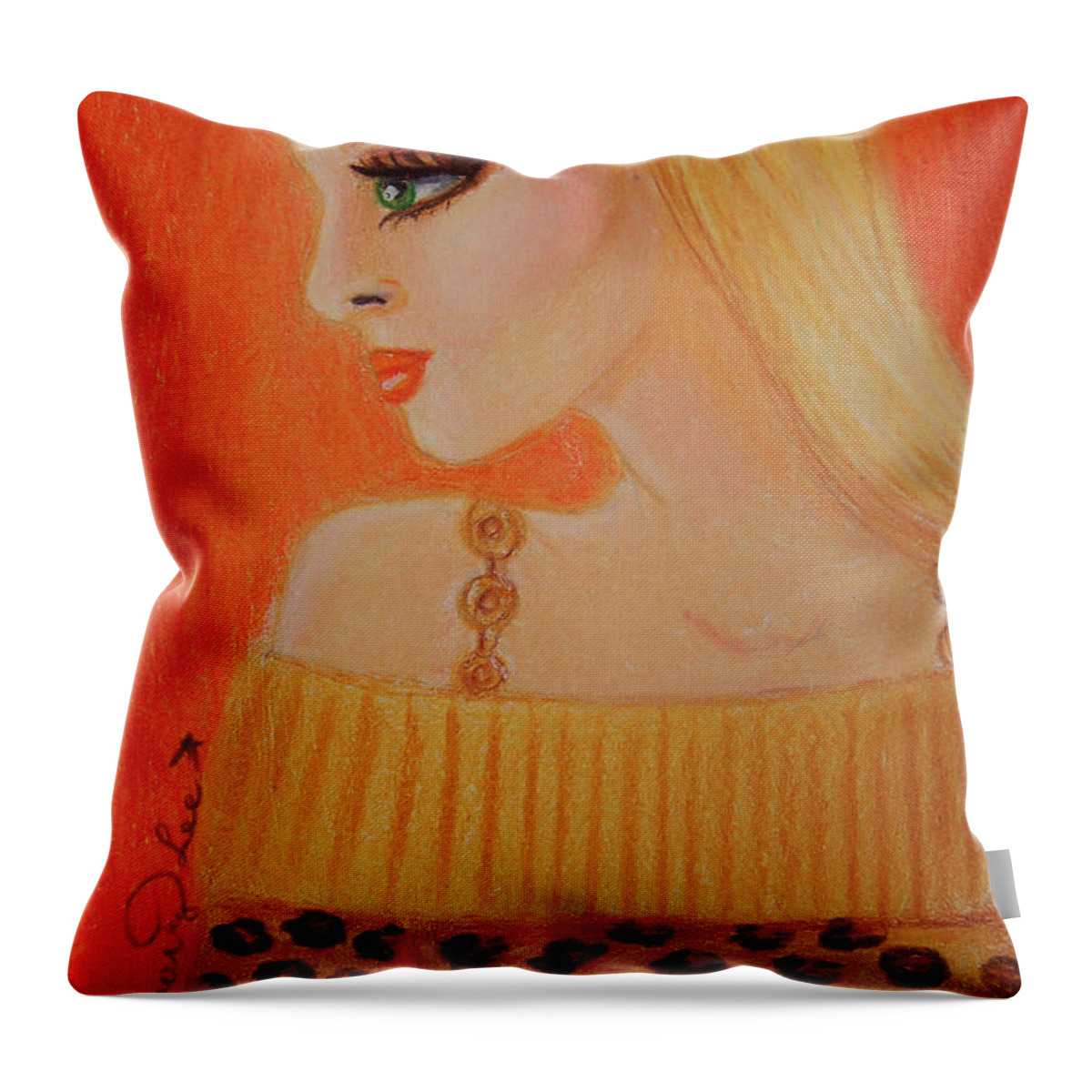 Fashion Throw Pillow featuring the painting Purrfect Sweater by Dorothy Lee
