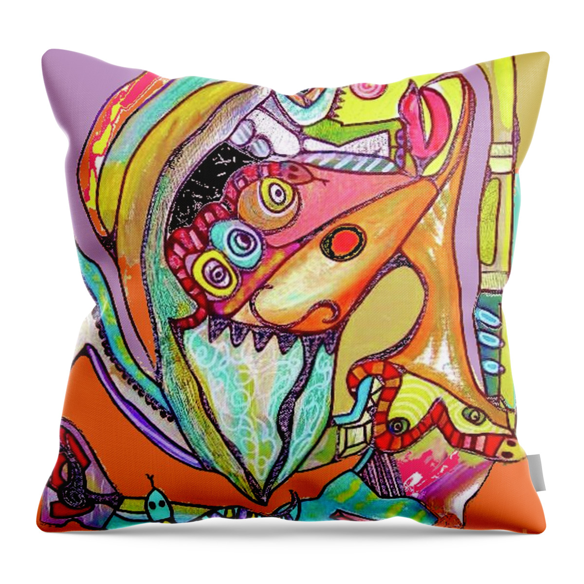 Sandra Silberzweig Throw Pillow featuring the painting -Removing The Glass Ceiling by Sandra Silberzweig