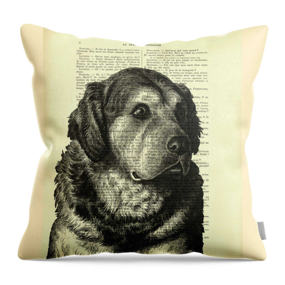 Pyrenean Mountain Dog Throw Pillow featuring the digital art Pyrenean Mountain Dog Portrait by Madame Memento