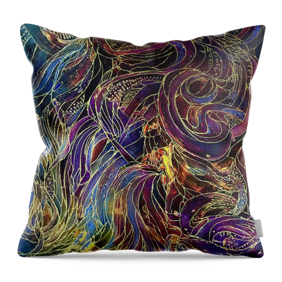 Abstract Throw Pillow featuring the painting Quantum Consciousness 2 by Rae Chichilnitsky