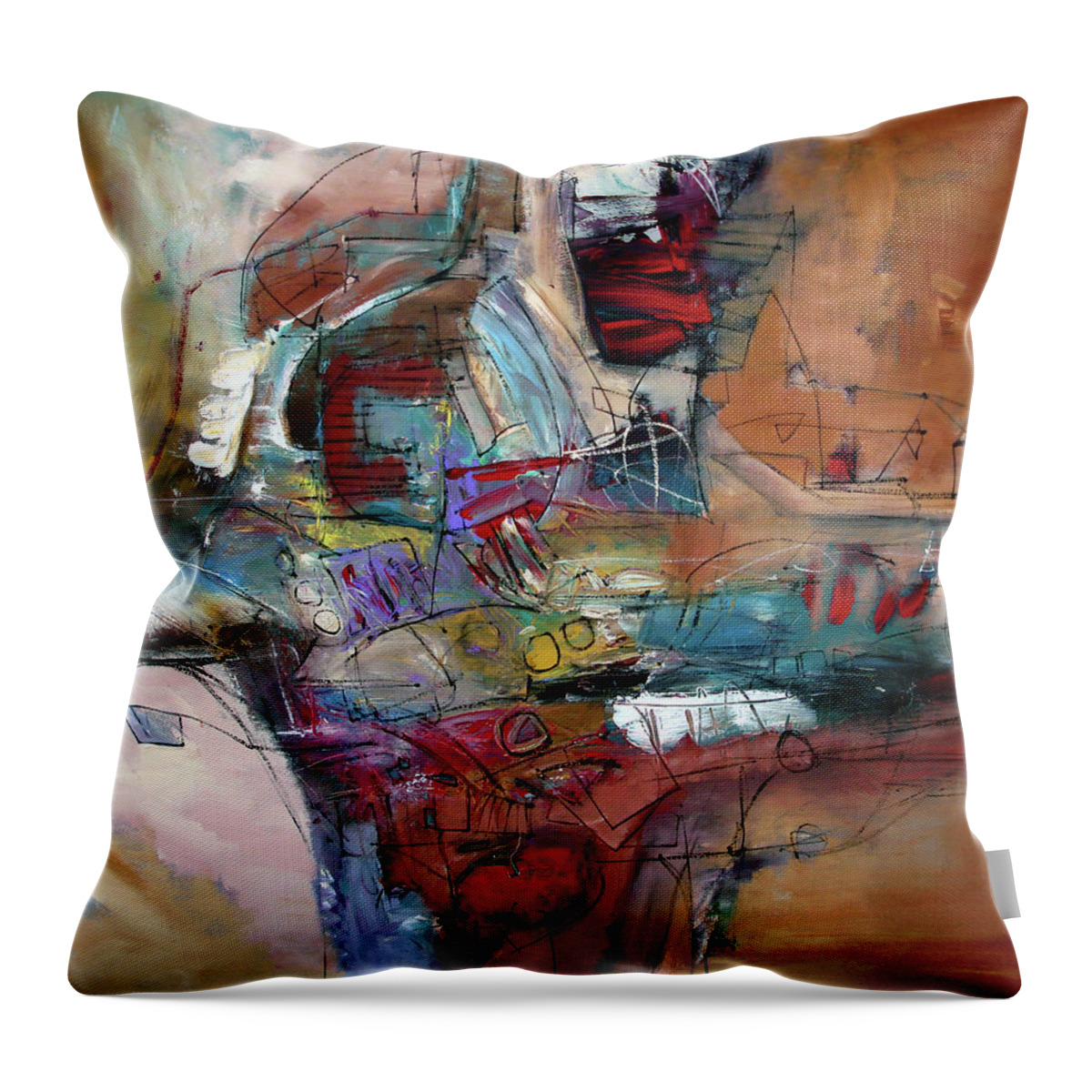 Abstract Throw Pillow featuring the painting Quantum Leap by Jim Stallings