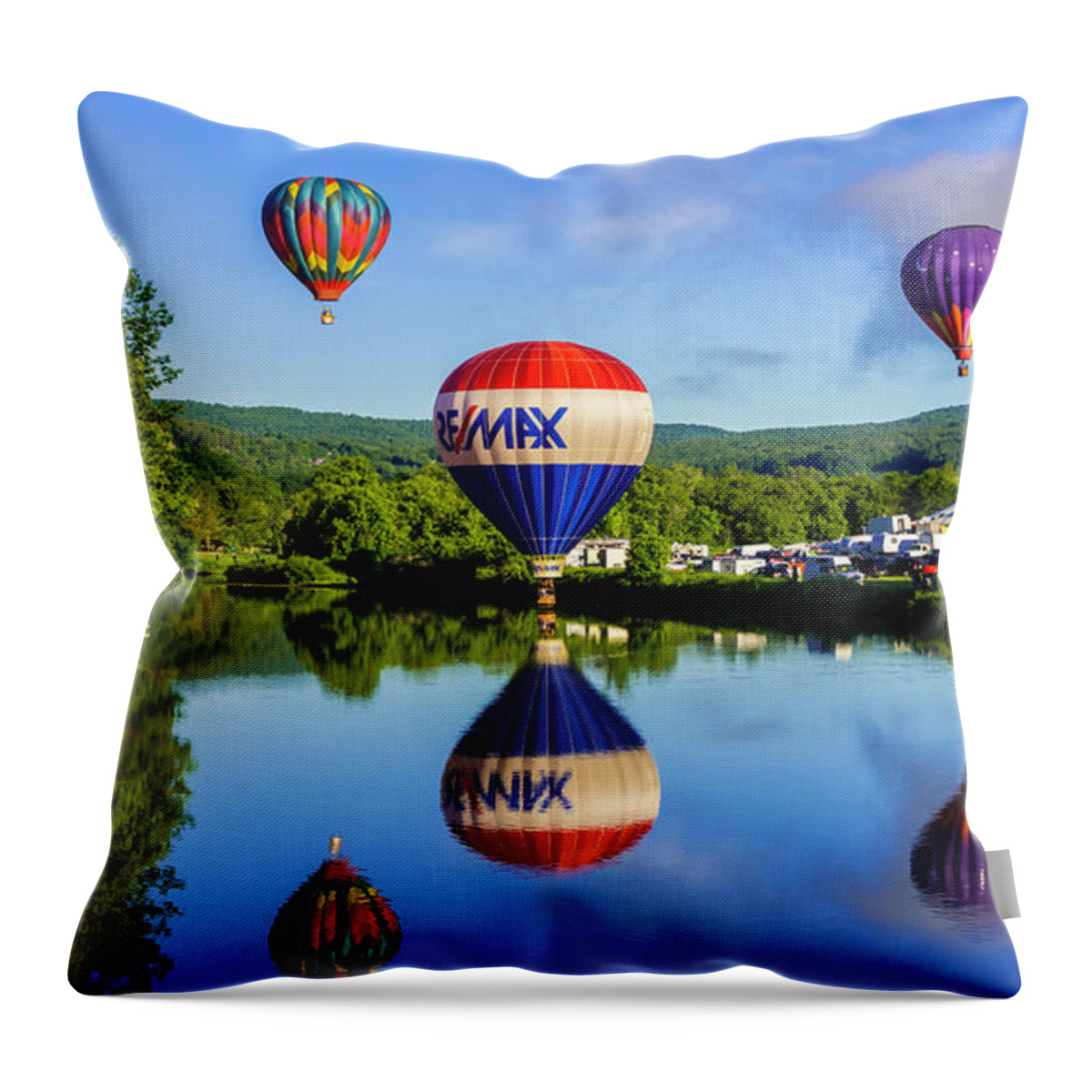 Vermont Throw Pillow featuring the photograph Quechee Baloon Festival by Scenic Vermont Photography