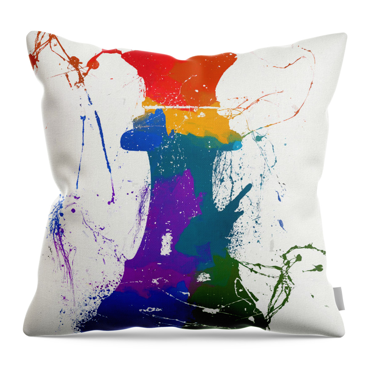 Queen Colorful Chess Piece Painting Throw Pillow featuring the painting Queen Color Splash Chess Painting by Dan Sproul