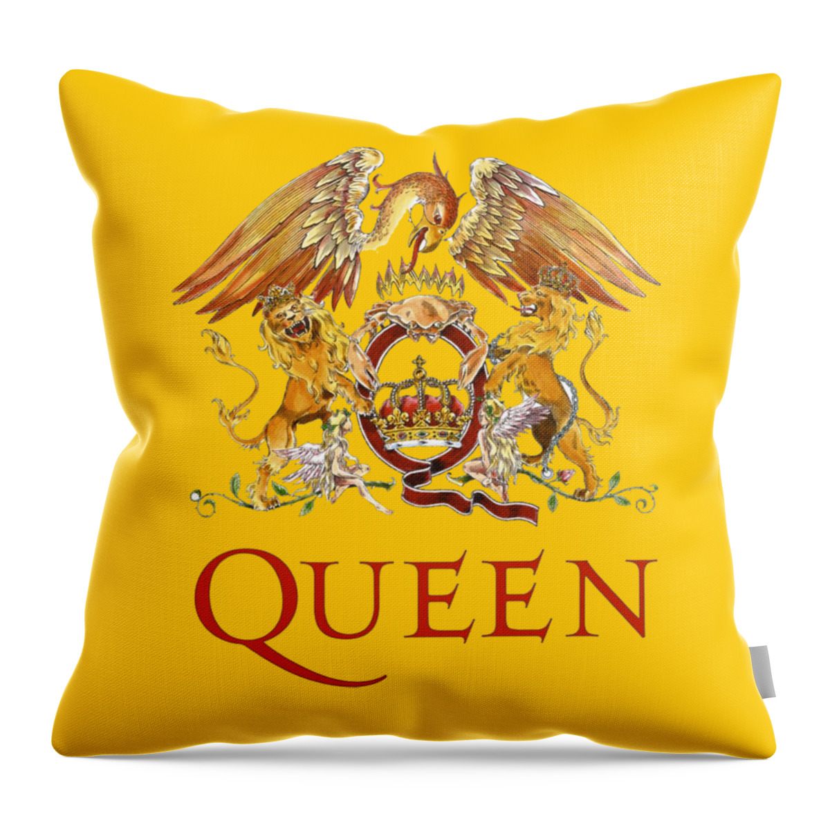 Queen Throw Pillow featuring the digital art Queen logo by Sally Ayad