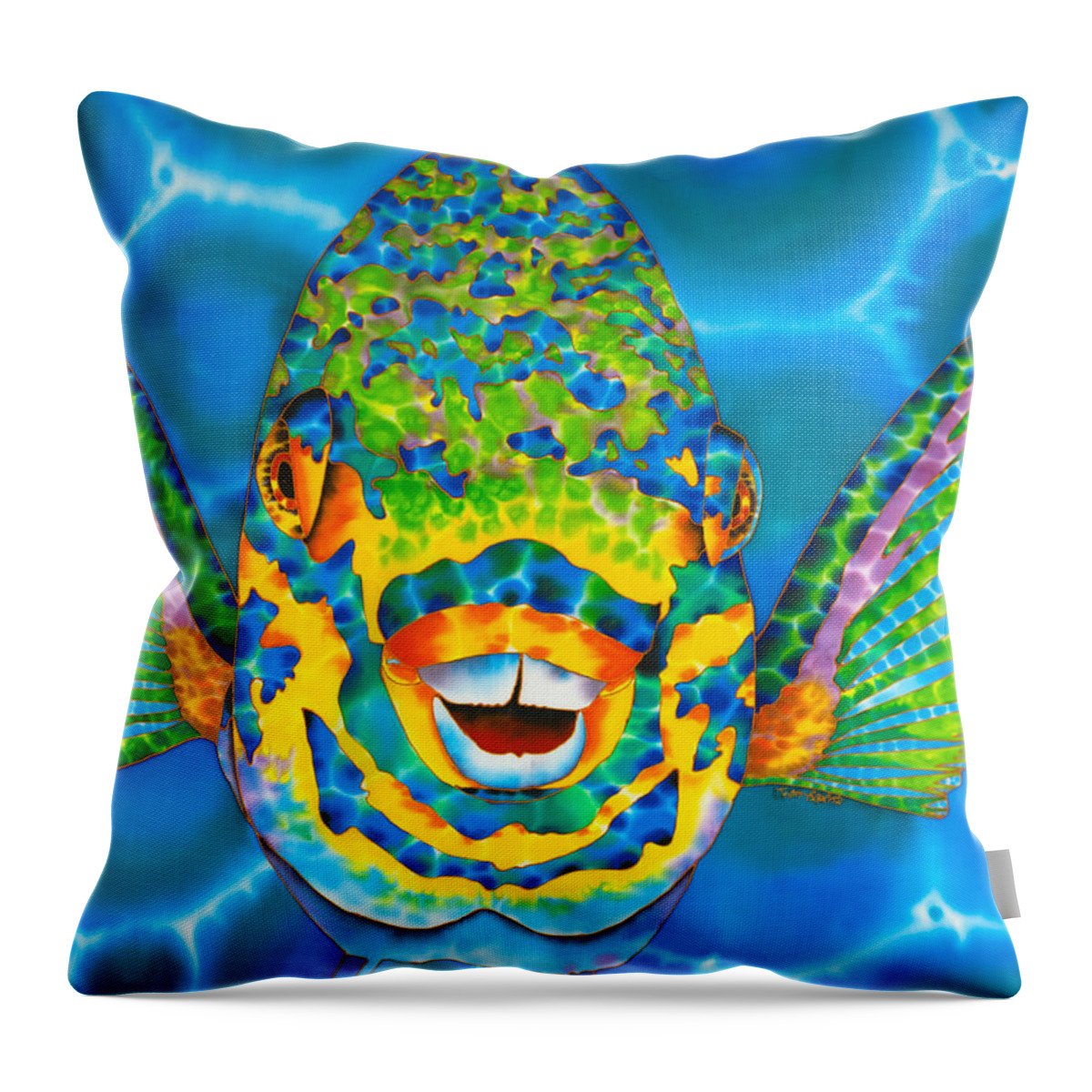 Diving Throw Pillow featuring the painting Queen of Barbados by Daniel Jean-Baptiste