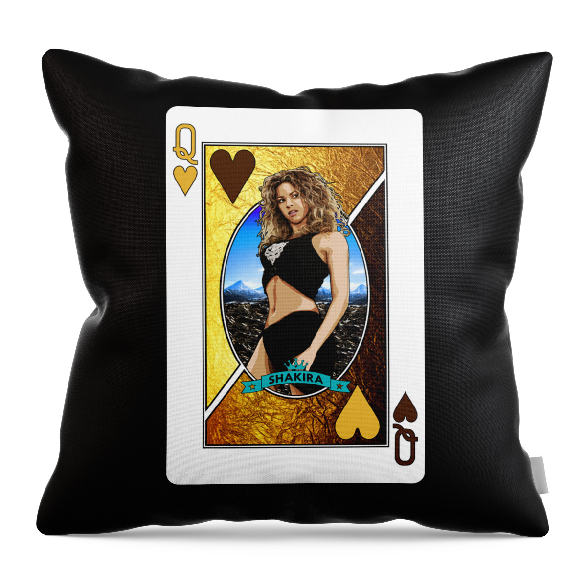 Shakira Throw Pillow featuring the digital art Queen Shakira by Bo Kev