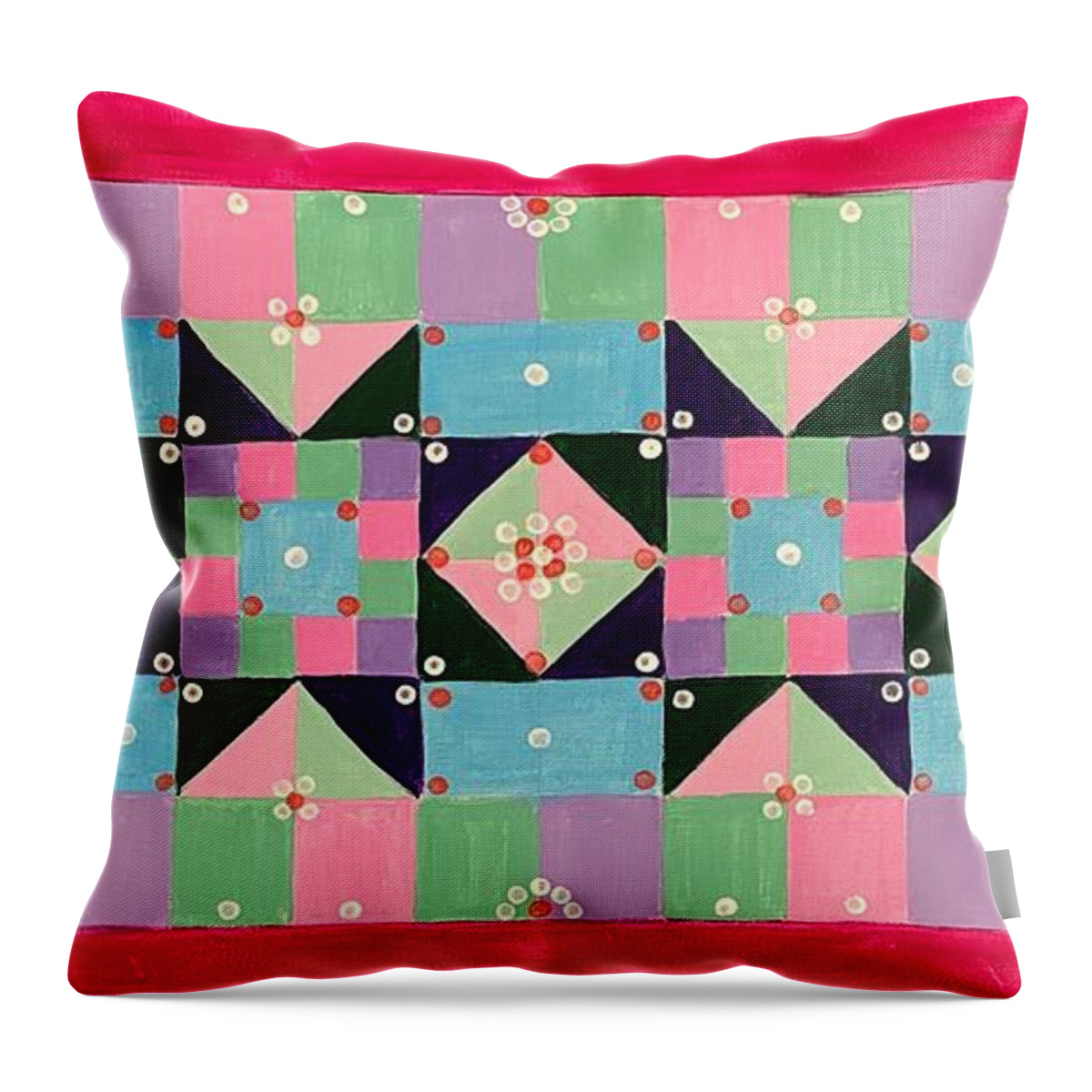 Quilt Throw Pillow featuring the painting Quilt #3 by Nancy Sisco