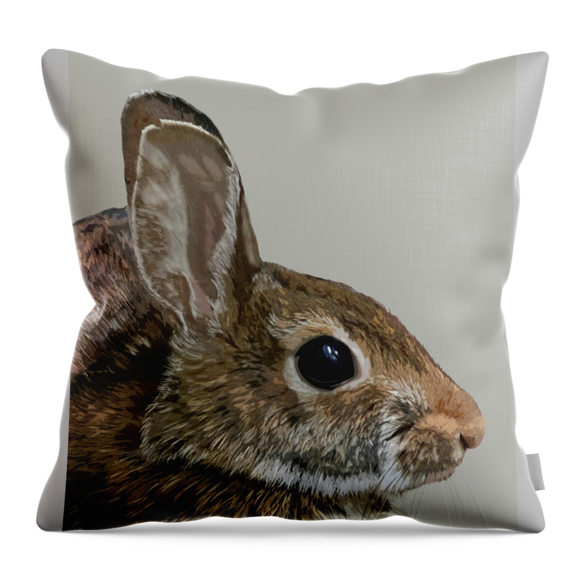 Nature Throw Pillow featuring the mixed media Rabbit in Five Colors by Judy Cuddehe
