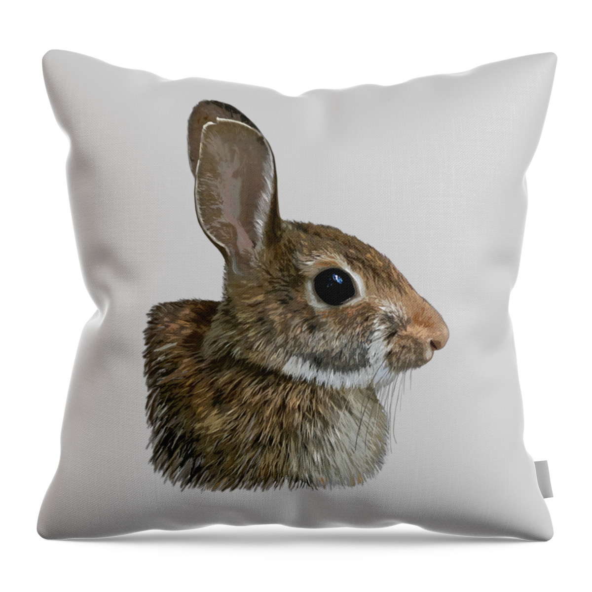 Rabbit Throw Pillow featuring the mixed media Rabbit by Judy Cuddehe