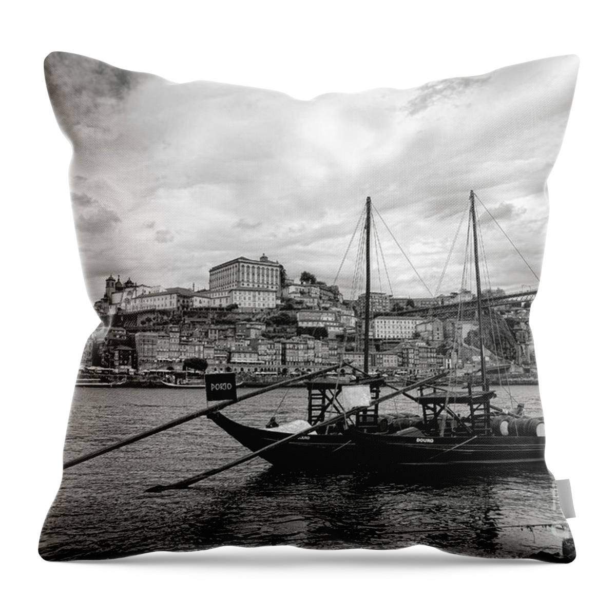 Porto Throw Pillow featuring the photograph Rabelo Boats in Porto by Olivier Le Queinec