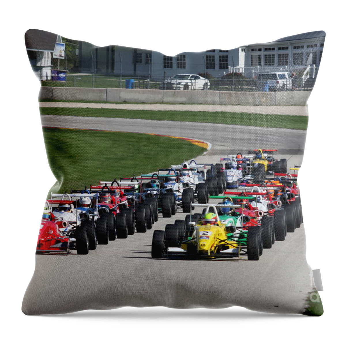 Usf 2000 Throw Pillow featuring the photograph Race Start USF 2000 by Pete Klinger